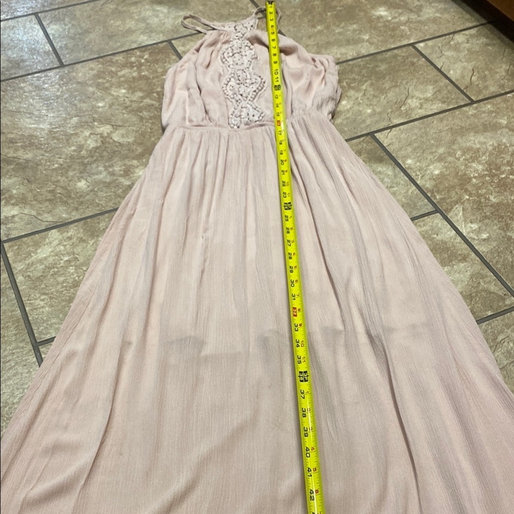 Blush Rayon/Crochet Lace Small Sleeveless Maxi Dress with Spagh. Straps Summer - Picture 5 of 12
